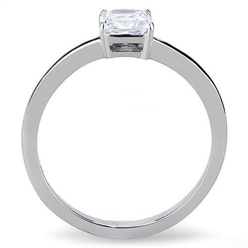 MATK3250 - High polished (no plating) Stainless Steel Ring with AAA Grade CZ  in Clear