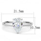 MATK3251 - High polished (no plating) Stainless Steel Ring with AAA Grade CZ  in Clear