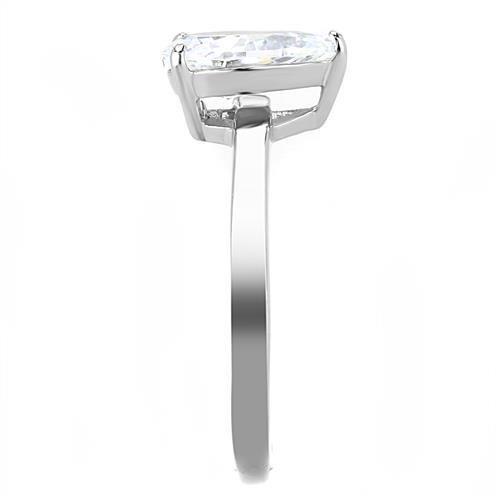 MATK3251 - High polished (no plating) Stainless Steel Ring with AAA Grade CZ  in Clear