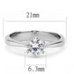 MATK3252 - High polished (no plating) Stainless Steel Ring with AAA Grade CZ  in Clear