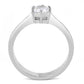 MATK3252 - High polished (no plating) Stainless Steel Ring with AAA Grade CZ  in Clear