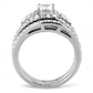 MATK3253 - High polished (no plating) Stainless Steel Ring with AAA Grade CZ  in Clear