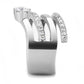 MATK3254 - High polished (no plating) Stainless Steel Ring with AAA Grade CZ  in Clear