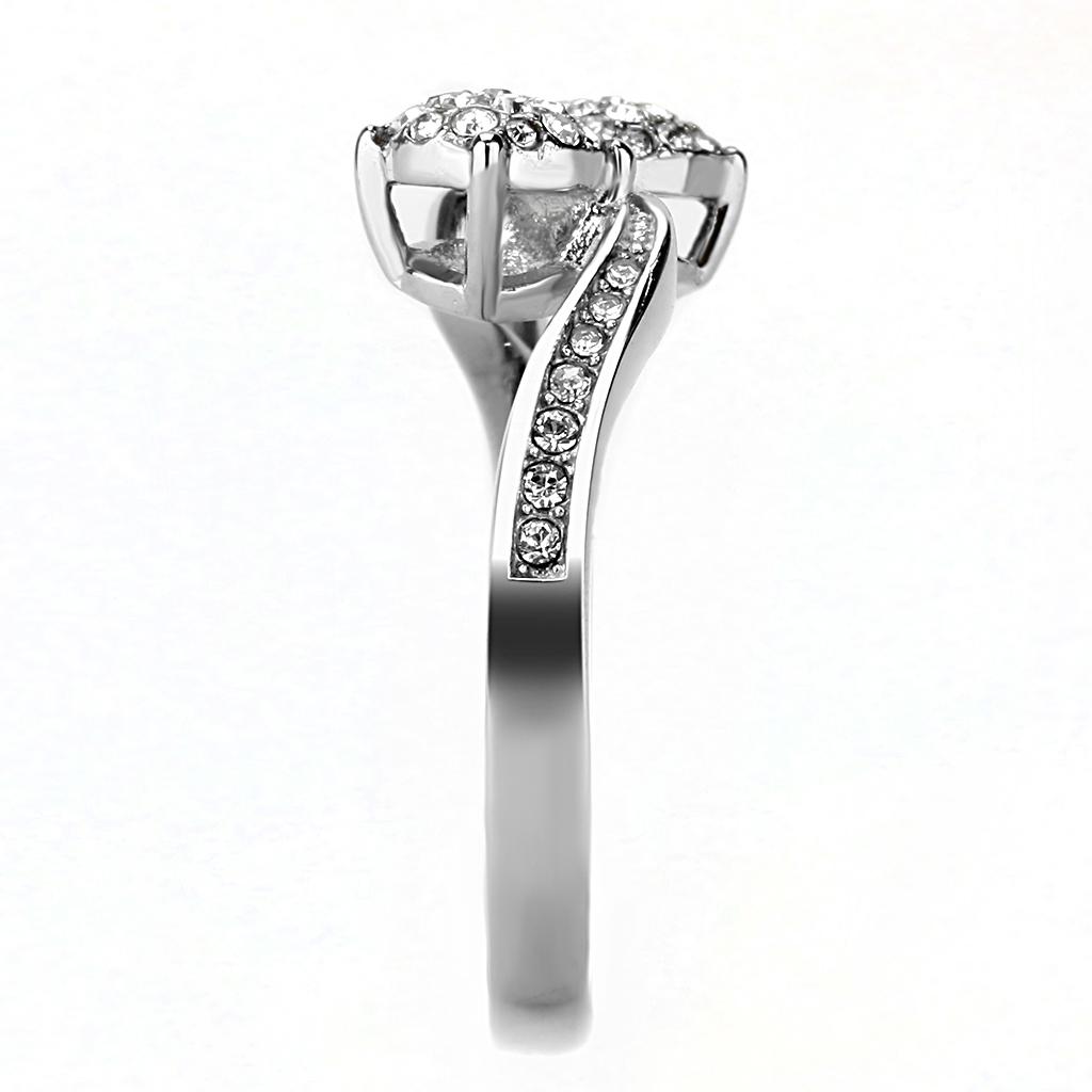 MATK3255 - High polished (no plating) Stainless Steel Ring with Top Grade Crystal  in Clear