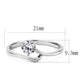 MATK3257 - High polished (no plating) Stainless Steel Ring with AAA Grade CZ  in Clear