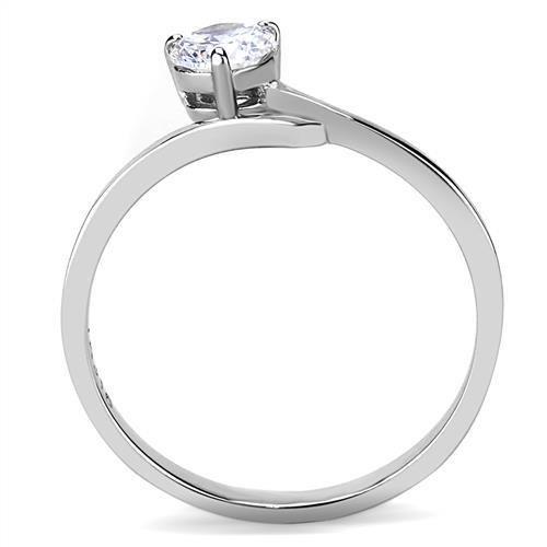 MATK3257 - High polished (no plating) Stainless Steel Ring with AAA Grade CZ  in Clear