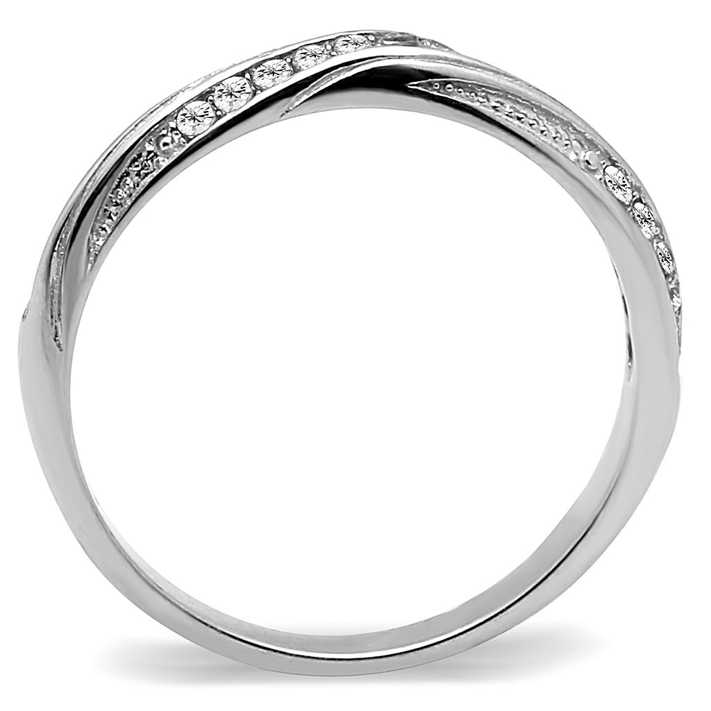 MATK3259 - High polished (no plating) Stainless Steel Ring with AAA Grade CZ  in Clear