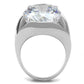 MATK3263 - High polished (no plating) Stainless Steel Ring with AAA Grade CZ  in Clear