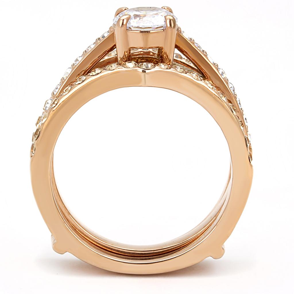 MATK3264 - IP Rose Gold(Ion Plating) Stainless Steel Ring with AAA Grade CZ  in Clear