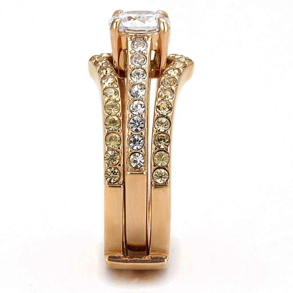 MATK3264 - IP Rose Gold(Ion Plating) Stainless Steel Ring with AAA Grade CZ  in Clear