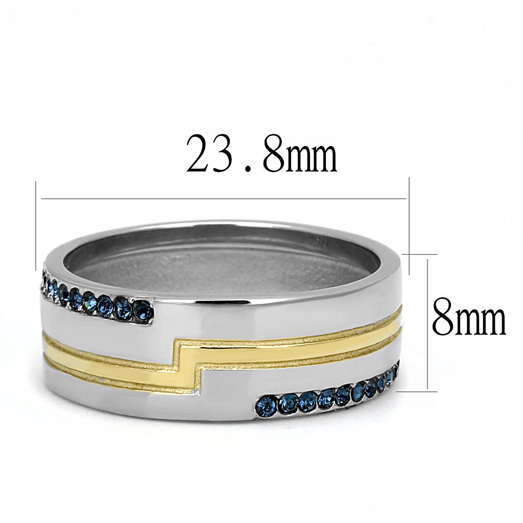 MATK3266 - Two-Tone IP Gold (Ion Plating) Stainless Steel Ring with Top Grade Crystal  in Montana