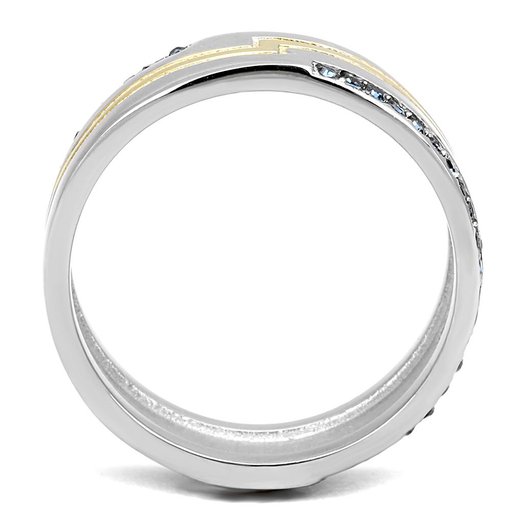 MATK3266 - Two-Tone IP Gold (Ion Plating) Stainless Steel Ring with Top Grade Crystal  in Montana