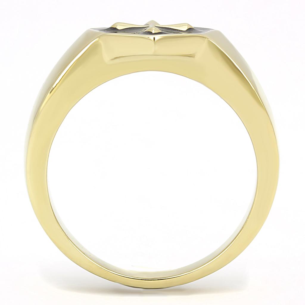 MATK3268 - IP Gold(Ion Plating) Stainless Steel Ring with Epoxy  in Jet