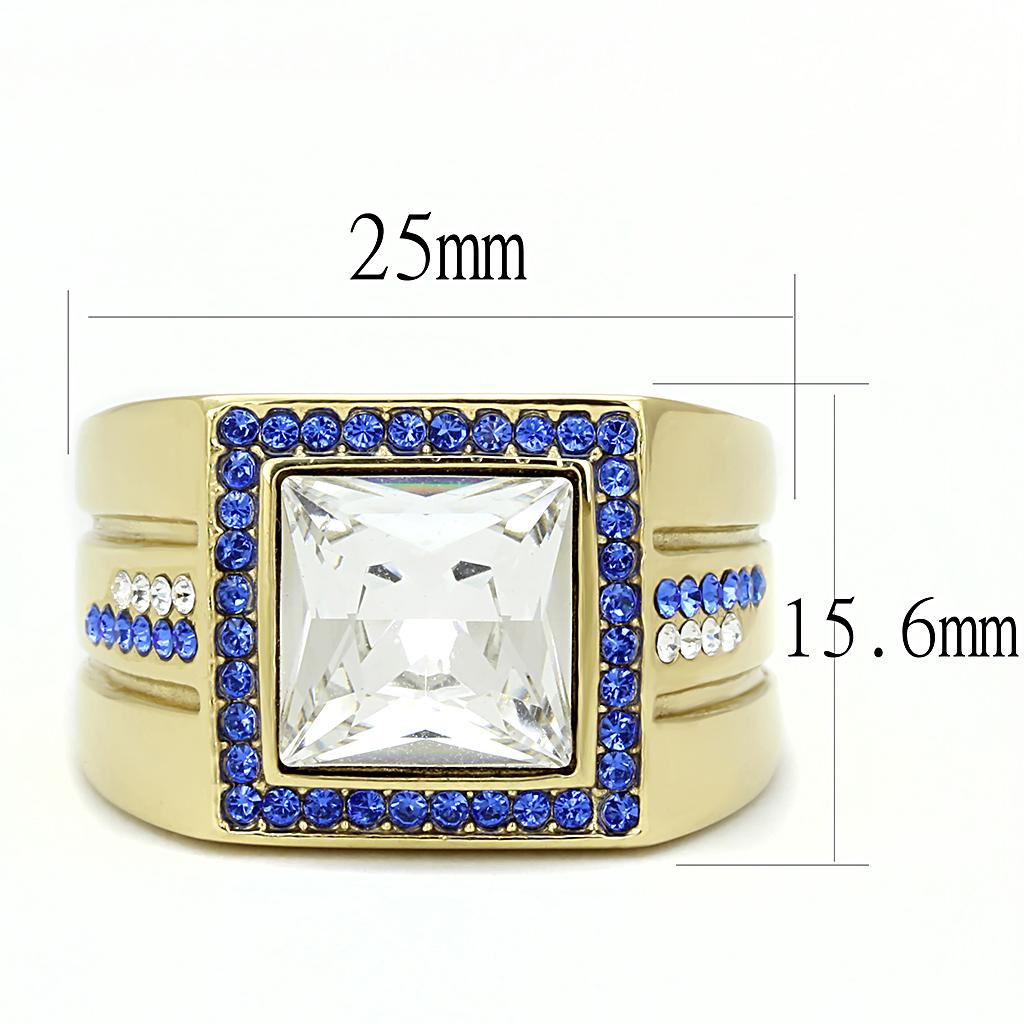MATK3269 - IP Gold(Ion Plating) Stainless Steel Ring with Top Grade Crystal  in Clear