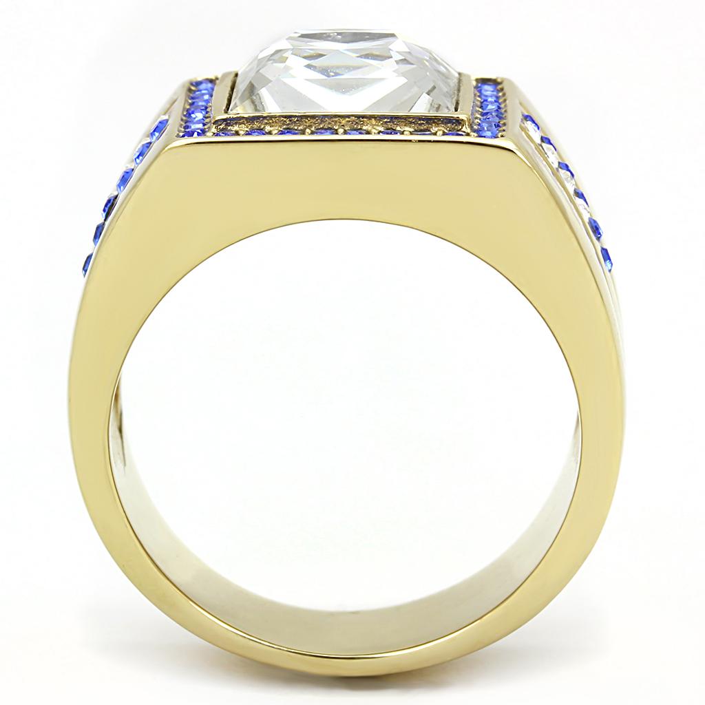 MATK3269 - IP Gold(Ion Plating) Stainless Steel Ring with Top Grade Crystal  in Clear