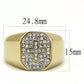 MATK3270 - Two-Tone IP Gold (Ion Plating) Stainless Steel Ring with Top Grade Crystal  in Clear