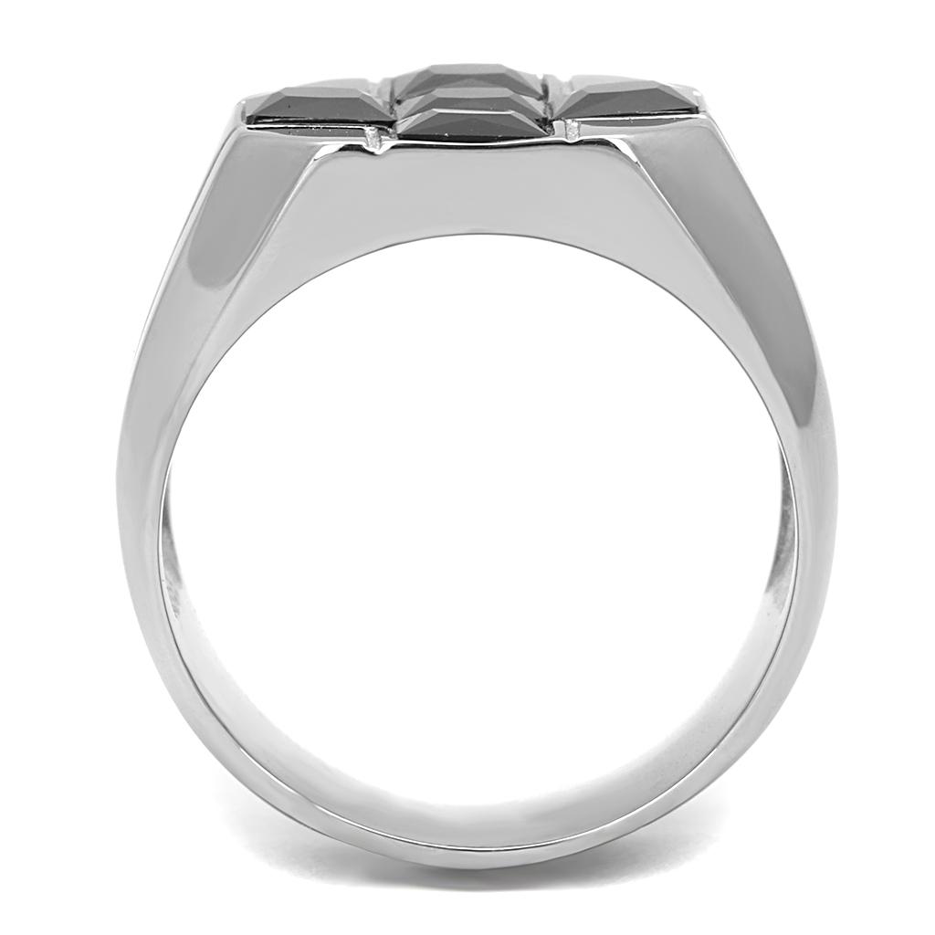 MATK3271 - Two-Tone IP Gold (Ion Plating) Stainless Steel Ring with AAA Grade CZ  in Black Diamond