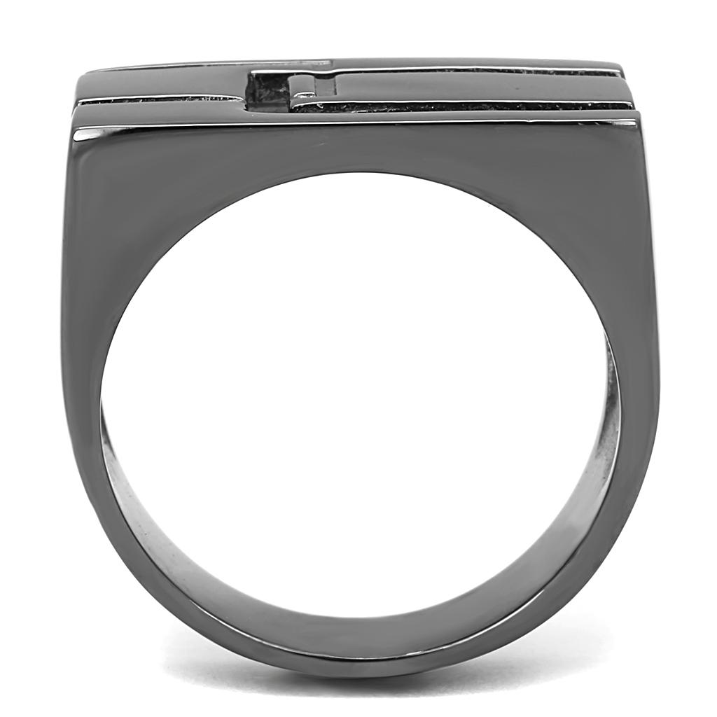 MATK3272 - IP Light Black  (IP Gun) Stainless Steel Ring with No Stone