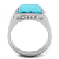 MATK3274 High polished (no plating) Stainless Steel Ring with Synthetic in Sea Blue