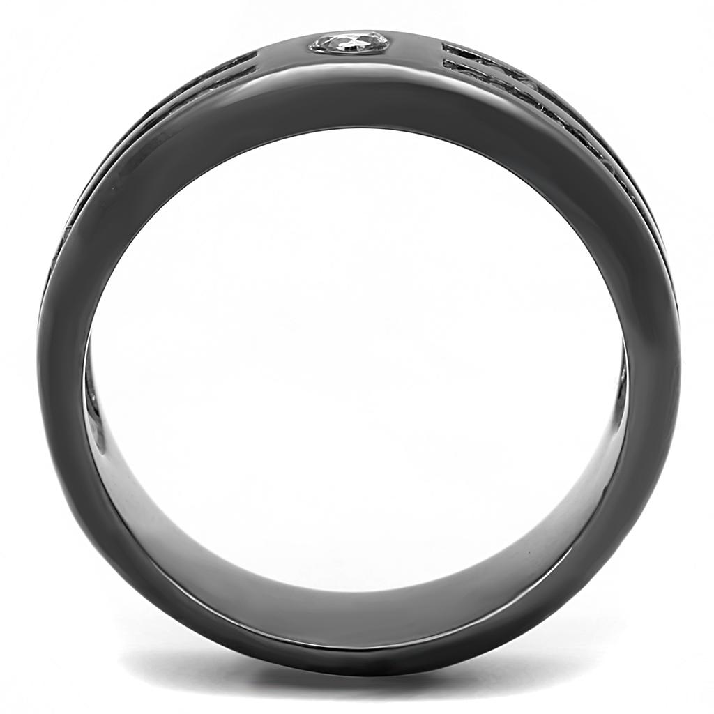 MATK3275 - IP Light Black  (IP Gun) Stainless Steel Ring with AAA Grade CZ  in Clear
