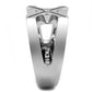 MATK3278 - High polished (no plating) Stainless Steel Ring with AAA Grade CZ  in Clear