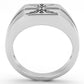 MATK3279 - High polished (no plating) Stainless Steel Ring with Epoxy  in Jet
