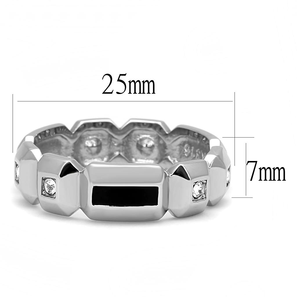 MATK3281 - High polished (no plating) Stainless Steel Ring with Top Grade Crystal  in Clear