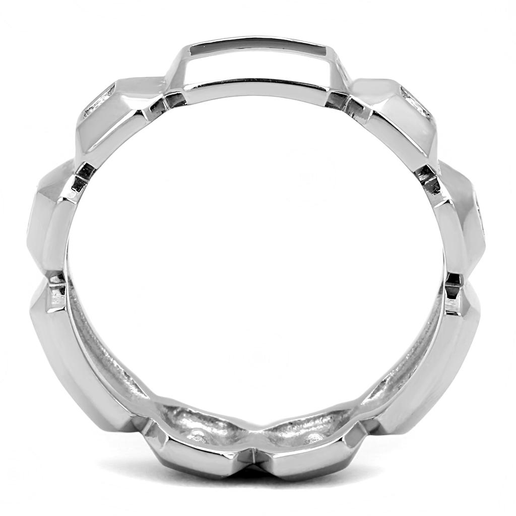 MATK3281 - High polished (no plating) Stainless Steel Ring with Top Grade Crystal  in Clear