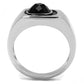 MATK3283 - High polished (no plating) Stainless Steel Ring with Synthetic Synthetic Glass in Jet