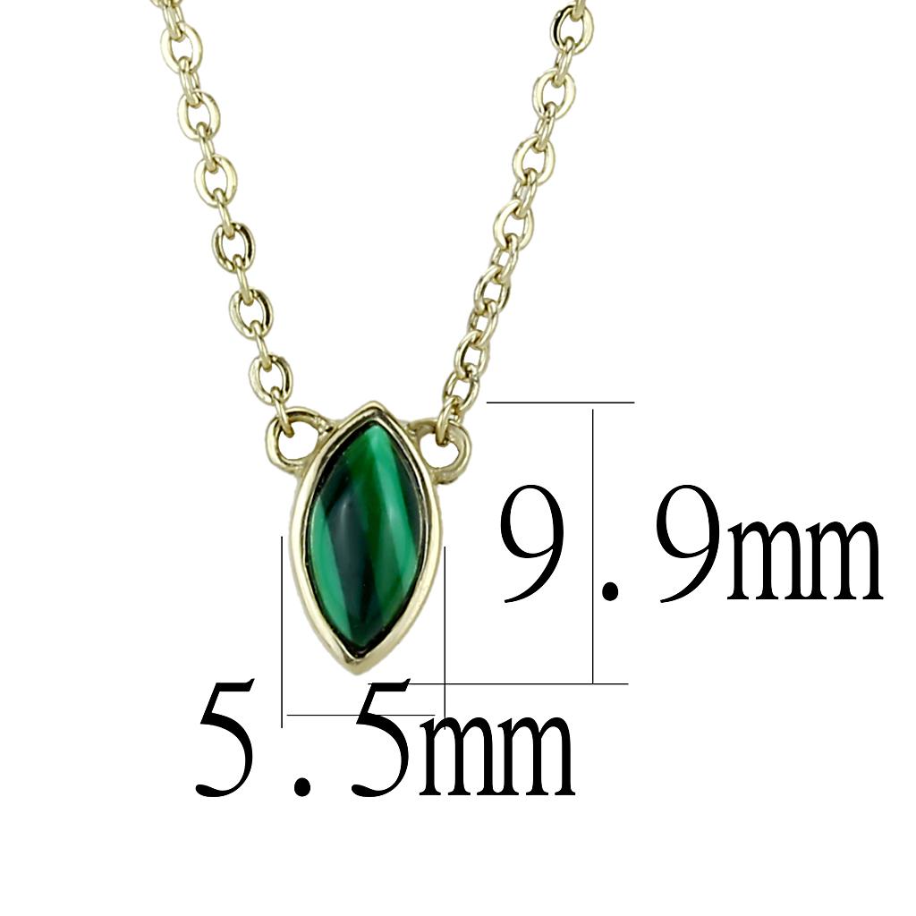 MATK3286 - IP Gold(Ion Plating) Stainless Steel Necklace with Synthetic MALACHITE in Emerald