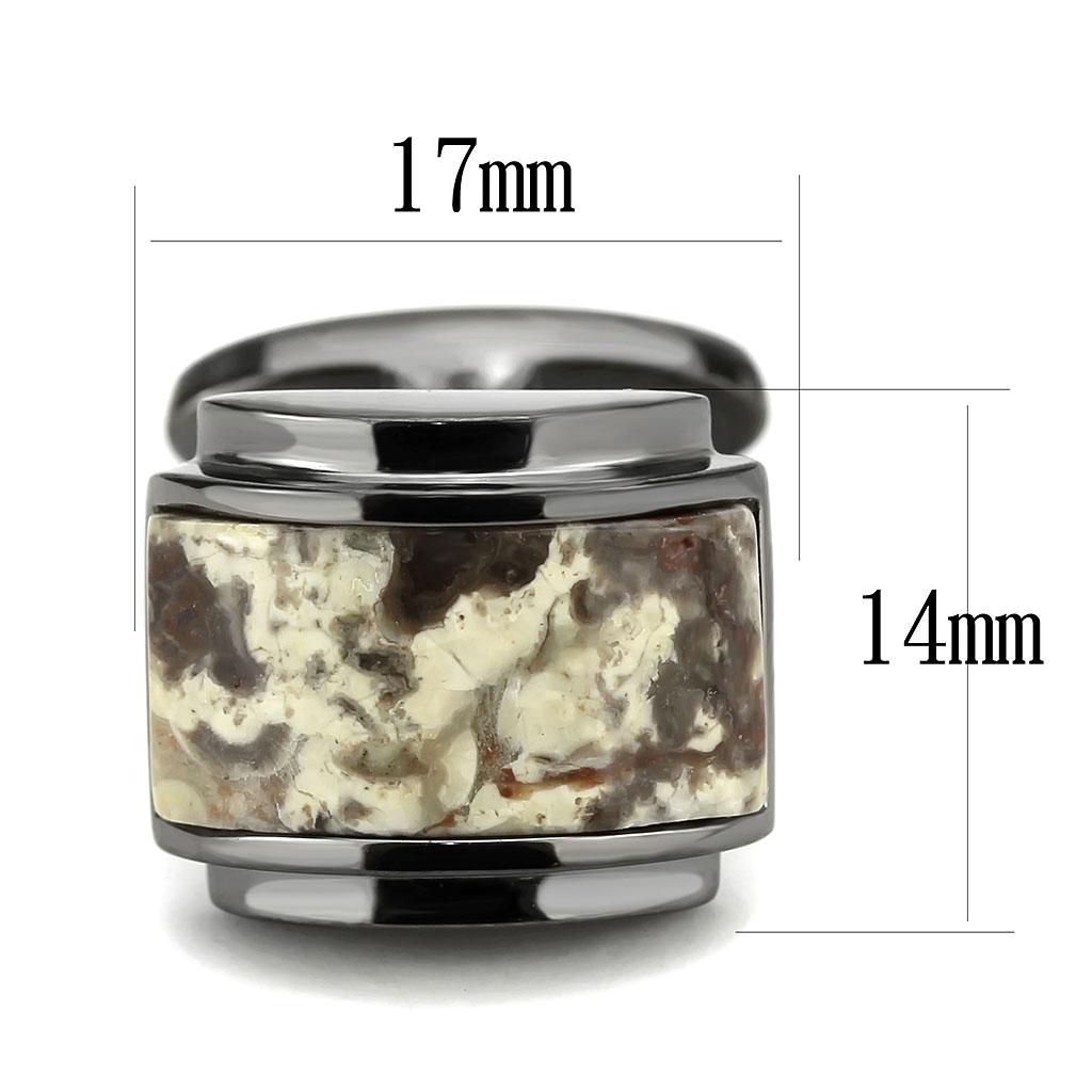 MATK3290 - IP Light Black  (IP Gun) Stainless Steel Cufflink with Semi-Precious Oligoclase in Animal pattern