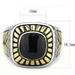 MATK3294 - Two-Tone IP Gold (Ion Plating) Stainless Steel Ring with Synthetic Onyx in Jet