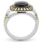 MATK3294 - Two-Tone IP Gold (Ion Plating) Stainless Steel Ring with Synthetic Onyx in Jet