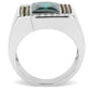 MATK3295 - Two-Tone IP Gold (Ion Plating) Stainless Steel Ring with Synthetic Synthetic Glass in Blue Zircon