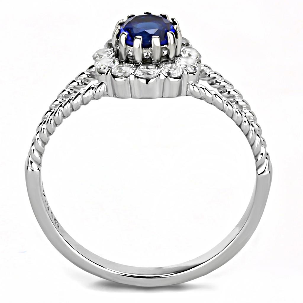 MATK3427 - High polished (no plating) Stainless Steel Ring with Synthetic Synthetic Glass in Montana