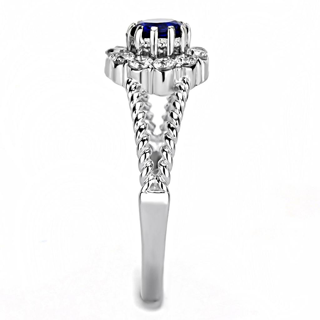 MATK3427 - High polished (no plating) Stainless Steel Ring with Synthetic Synthetic Glass in Montana