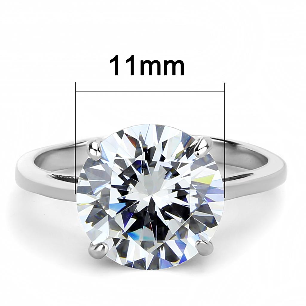 MATK3428 - High polished (no plating) Stainless Steel Ring with AAA Grade CZ  in Clear
