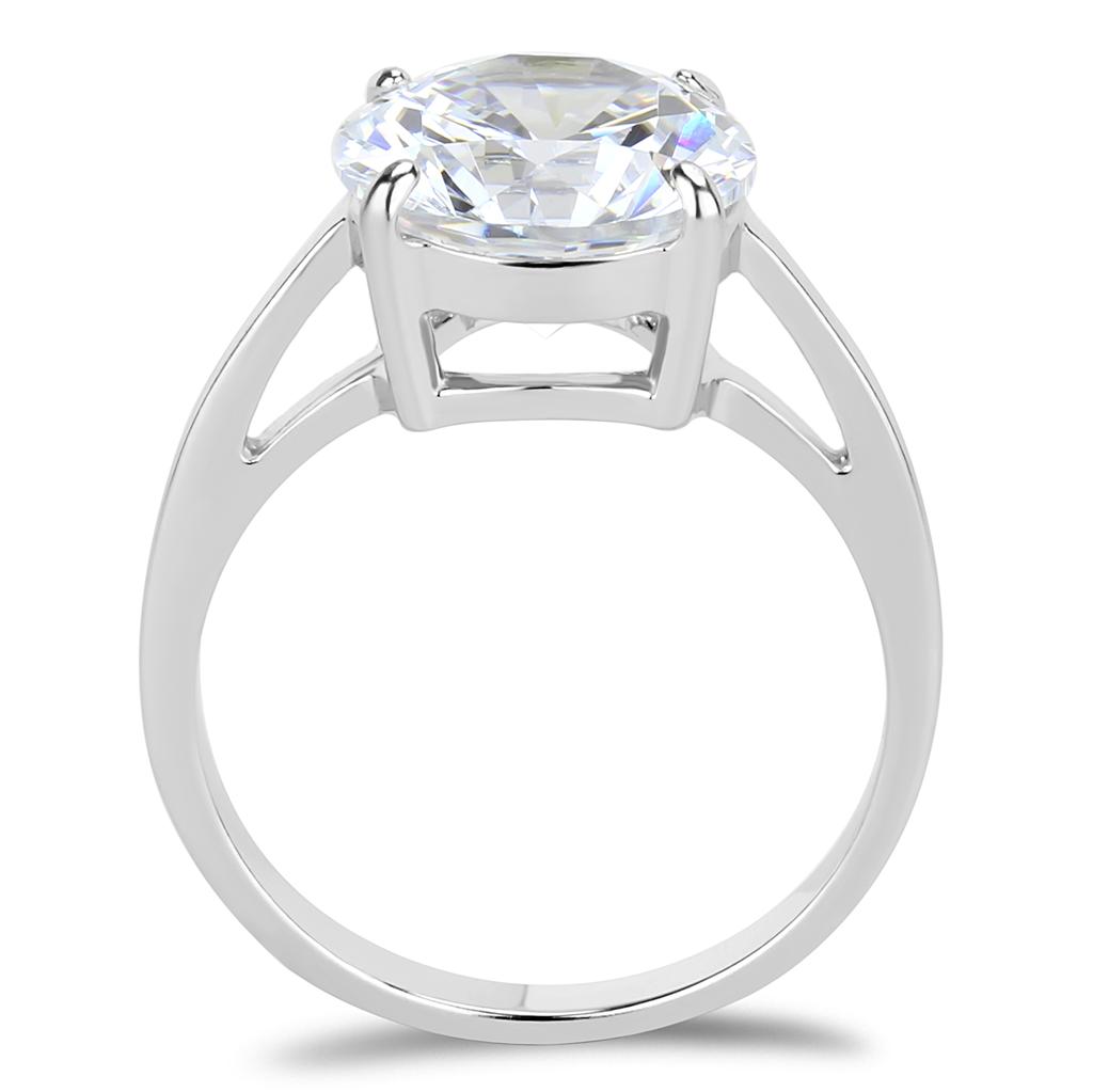 MATK3428 - High polished (no plating) Stainless Steel Ring with AAA Grade CZ  in Clear