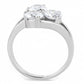 MATK3430 - High polished (no plating) Stainless Steel Ring with AAA Grade CZ  in Clear