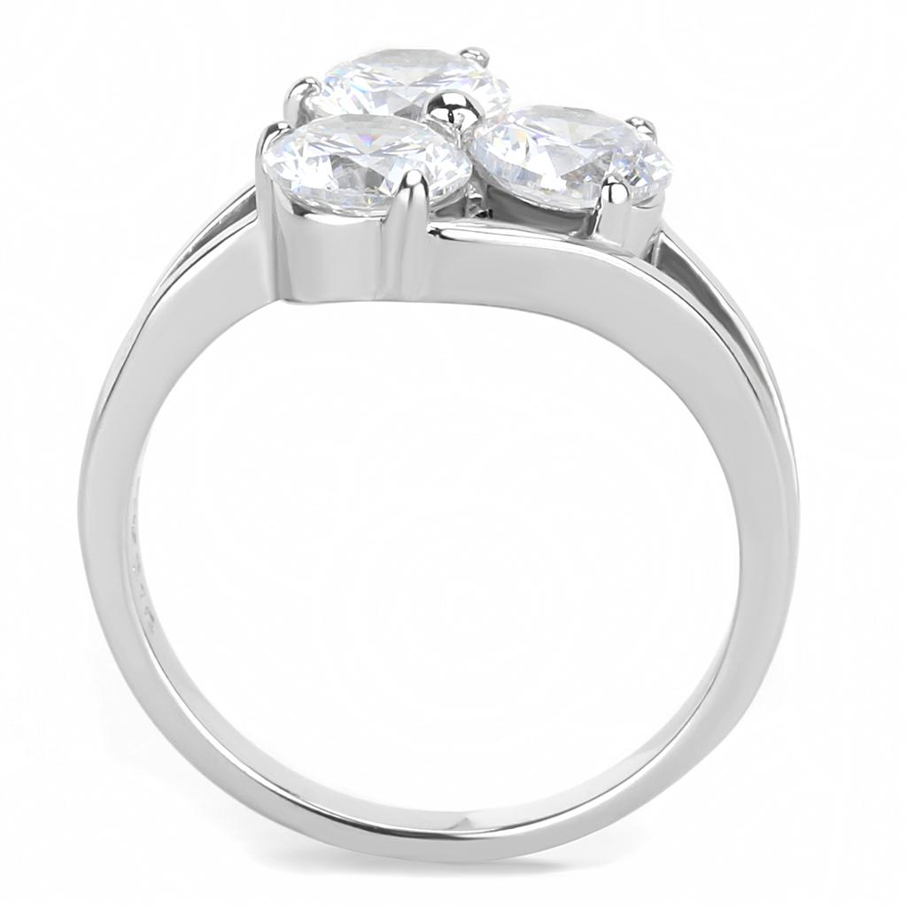 MATK3430 - High polished (no plating) Stainless Steel Ring with AAA Grade CZ  in Clear