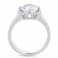 MATK3432 - High polished (no plating) Stainless Steel Ring with AAA Grade CZ  in Clear