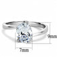 MATK3433 - High polished (no plating) Stainless Steel Ring with AAA Grade CZ  in Clear