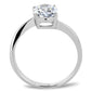 MATK3433 - High polished (no plating) Stainless Steel Ring with AAA Grade CZ  in Clear