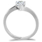 MATK3434 - High polished (no plating) Stainless Steel Ring with AAA Grade CZ  in Clear