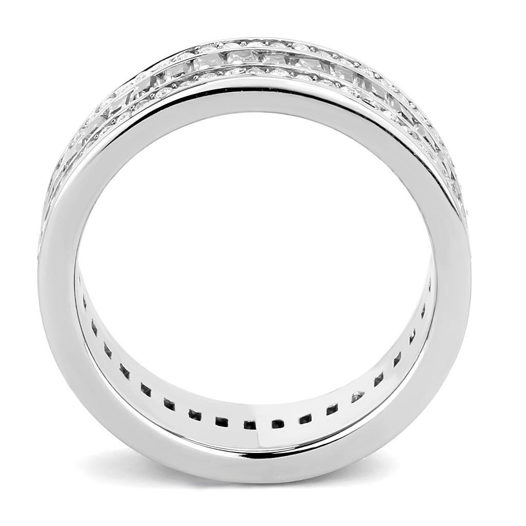 MATK3435 - High polished (no plating) Stainless Steel Ring with AAA Grade CZ  in Clear
