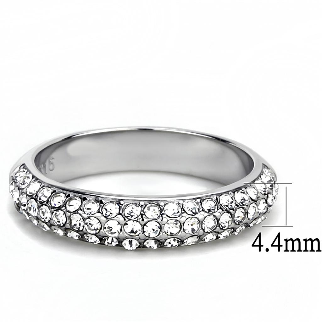 MATK3437 - High polished (no plating) Stainless Steel Ring with Top Grade Crystal  in Clear