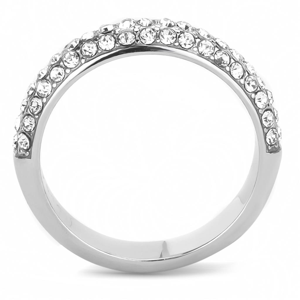 MATK3437 - High polished (no plating) Stainless Steel Ring with Top Grade Crystal  in Clear