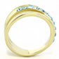 MATK3441 - IP Gold(Ion Plating) Stainless Steel Ring with Top Grade Crystal  in Sea Blue