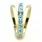 MATK3441 - IP Gold(Ion Plating) Stainless Steel Ring with Top Grade Crystal  in Sea Blue