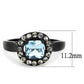 MATK3443 - IP Black(Ion Plating) Stainless Steel Ring with Synthetic Synthetic Glass in Sea Blue